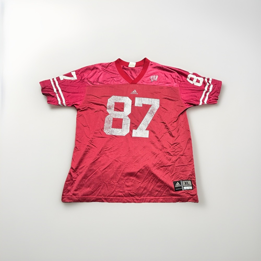 Vintage Adidas Wisconsin Badgers Football Jersey #87 Men's Size XL Red
